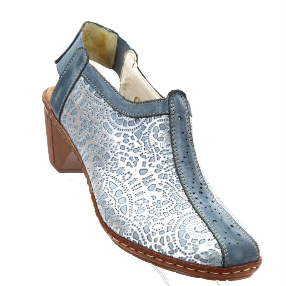 SOLD Rieker silver grey open back shoes sz 7.5-8